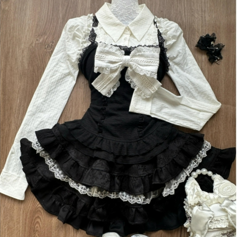 Fly Line - Y2k Ästhetischer Lolita-Stil 3-teiliges Set Damen