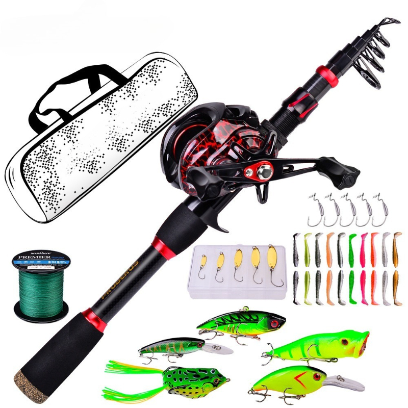 Freshwater Line - Carbonfaser-Langwurf-Baitcasting-Meeresruten-Rollen-Kombination, ultraleicht, superhart, komplettes Set für