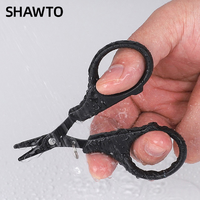 Fishing Line Cutter - Shawto Titanbeschichtete Edelstahl-Angelschere Multifunktionale Angelzange PE-Geflechtschnur-Schneider